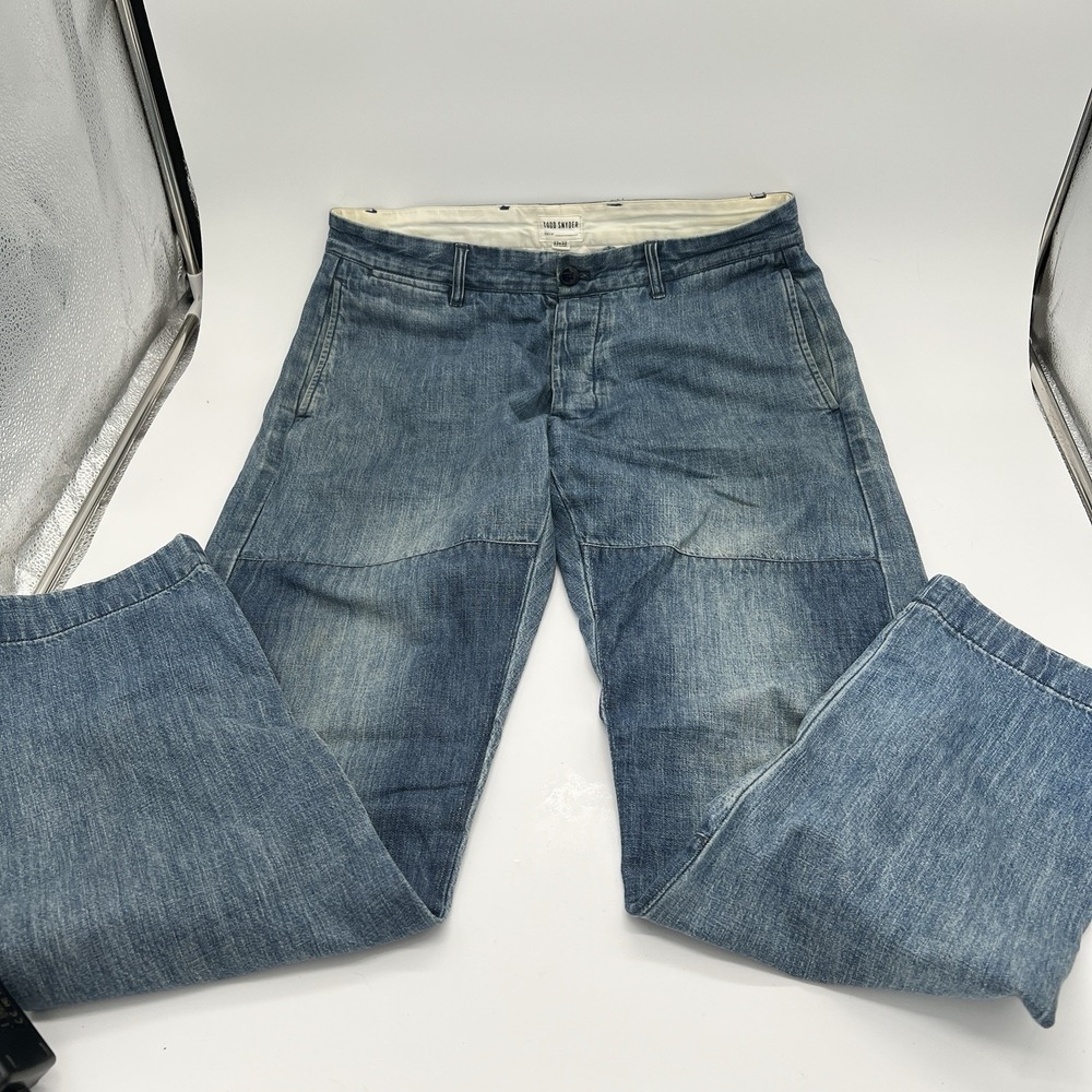 Todd Snyder Men 33x32 Selvedge Jeans Button Fly Blue Slash Pockets